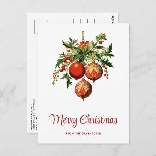 レトロクールクリスマスツリーの装飾 ポストカード (正面/裏面)