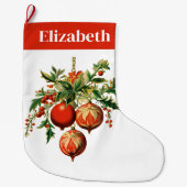 レトロクールクリスマスツリーの装飾 ラージクリスマスストッキング (正面)