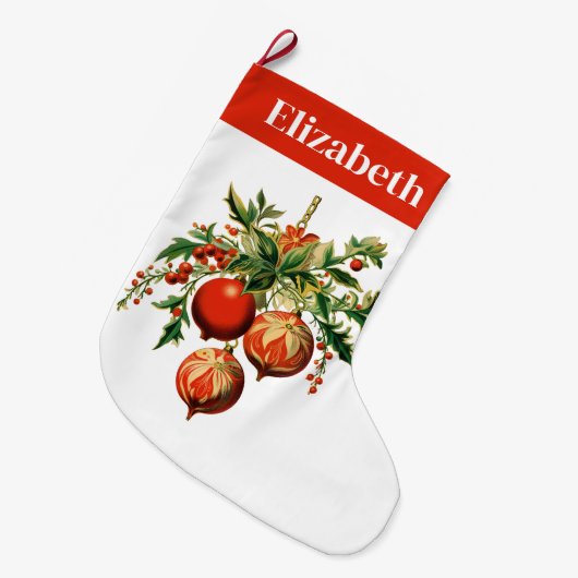 レトロクールクリスマスツリーの装飾 ラージクリスマスストッキング (正面 (吊り時))