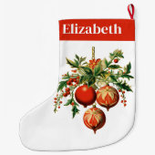 レトロクールクリスマスツリーの装飾 ラージクリスマスストッキング (裏面)