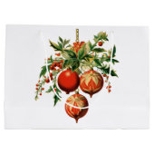 レトロクールクリスマスツリーの装飾 ラージペーパーバッグ (裏面)