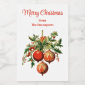 レトロクールクリスマスツリーの装飾 ワインラベル (シングルラベル)