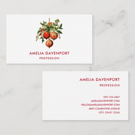 レトロクールクリスマスツリーの装飾 名刺 (正面/裏面)