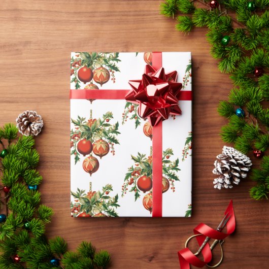 レトロクールクリスマスツリー装飾パターン ラッピングペーパー (クリスマスギフト)