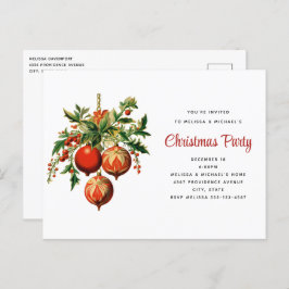 レトロクールクリスマスツリー装飾パーティー ポストカード