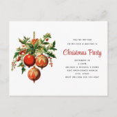 レトロクールクリスマスツリー装飾パーティー ポストカード (正面)