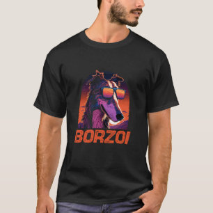 レトロクールサンセットサングラスボルゾイ Tシャツ