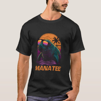 レトロクールサンセットサングラスマネージャー Tシャツ