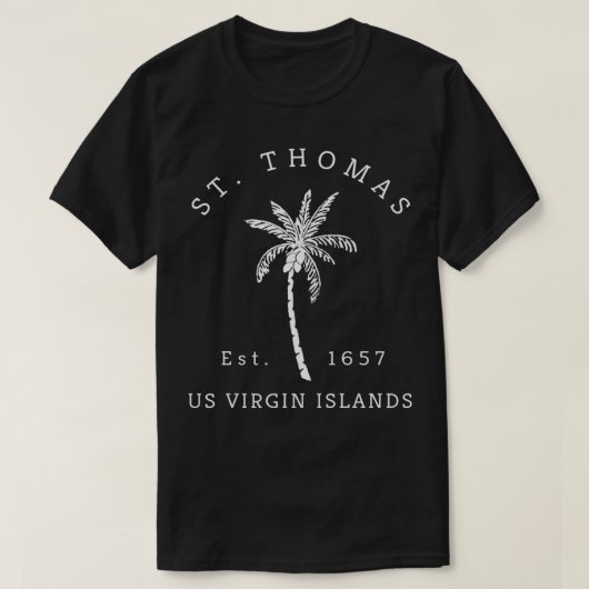 レトロクールセントトマスUSVIビーチパームツリーノベルティ Tシャツ (デザイン正面)