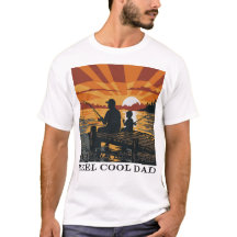 レトロクールダッド ヴィンテージ サンセット フィッシング Tシャツ デザイン