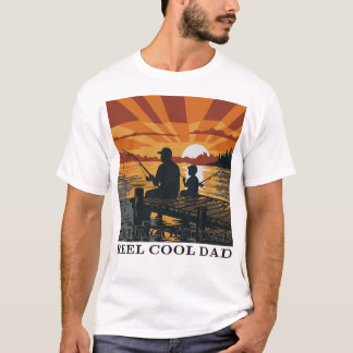 レトロクールダッド ヴィンテージ サンセット フィッシング Tシャツ デザイン