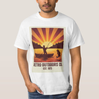 レトロクールダッド ヴィンテージ フィッシング 70年代の夕焼け Tシャツ