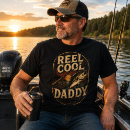 レトロクールダディ ヴィンテージ フィッシング バス レトロな夕日 Tシャツ