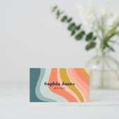 レトロクールトレンディーカラフルレインボーソーシャルメディア 名刺 (スタンド正面)