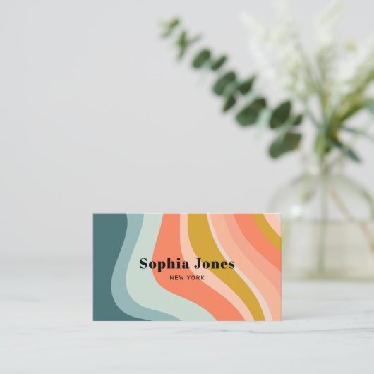 レトロクールトレンディーカラフルレインボーソーシャルメディア 名刺 (スタンド正面)