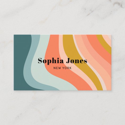 レトロクールトレンディーカラフルレインボーソーシャルメディア 名刺 (正面)