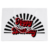 レトロクールハッピーバースデーワードアートパーティー ラージペーパーバッグ (正面)