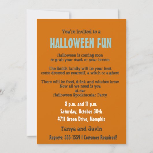 レトロクールハロウィーンおもしろいグランジパーティの招待状 招待状 (裏面)