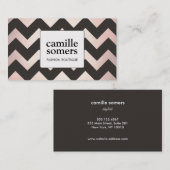 レトロクールバラゴールドフォイルブラウンシェブロンパターン 名刺 (正面/裏面)