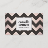 レトロクールバラゴールドフォイルブラウンシェブロンパターン 名刺 (正面)
