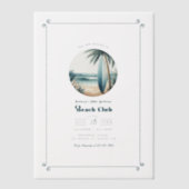 レトロクールビーチクラブバースデーパーティー ベラム紙招待状 (正面)