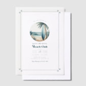 レトロクールビーチクラブバースデーパーティー ベラム紙招待状 (オフセット)