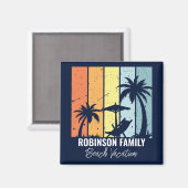 レトロクールビーチバケーションカスタムネイビーブルー マグネット (正面/裏面)