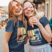 レトロクールビーチバケーションネイビーブルーウィメンズ Tシャツ