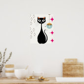 レトロクールブラックキャット ポスター (キッチン)