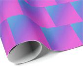 レトロクールブルー、紫、ピンクのグラデーション正方形 ラッピングペーパー (ロールコーナー)