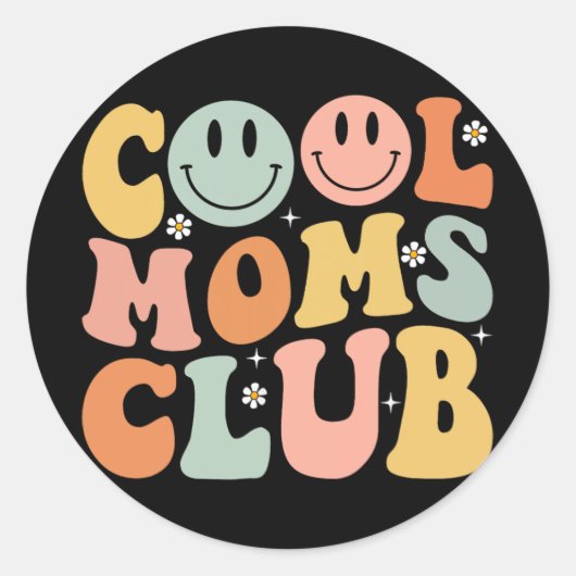 レトロクールモムズクラブママスマイルハッピー顔マザーズ ラウンドシール (正面)