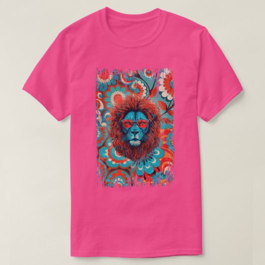 レトロクールライオン Tシャツ (デザイン正面)