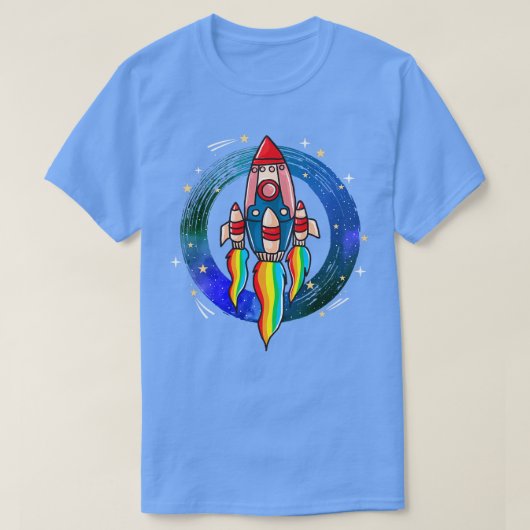 レトロクールロケット船宇宙 Tシャツ (デザイン正面)