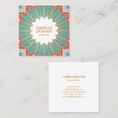 レトロクールロータスマンダラフラワーヨガ先生 スクエア名刺 (正面/裏面)