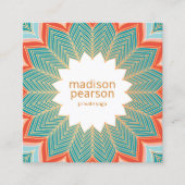 レトロクールロータスマンダラフラワーヨガ先生 スクエア名刺 (正面)