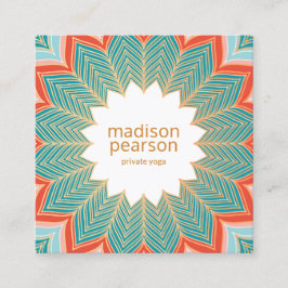 レトロクールロータスマンダラフラワーヨガ先生 スクエア名刺