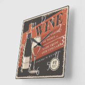 レトロクールワインホームバー スクエア壁時計 (傾斜)