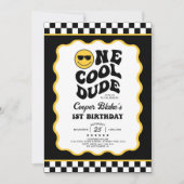 レトロクールワンダデボーイ1st誕生日パーティー 招待状 (正面)