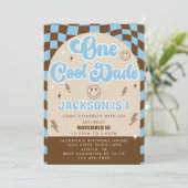 レトロクールワンダデ男の赤ちゃん1st誕生日パーティー 招待状 (スタンド正面)