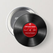 レトロクールヴィンテージカスタム文字レコード 缶バッジ (正面&裏面)