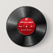 レトロクールヴィンテージカスタム文字レコード 缶バッジ (正面)