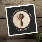 レトロクールヴィンテージブラックスパイエスケープルームアドベンチャー スタンダードカクテルナプキン