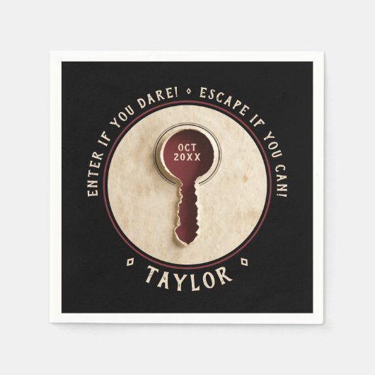 レトロクールヴィンテージブラックスパイエスケープルームアドベンチャー スタンダードカクテルナプキン (正面)