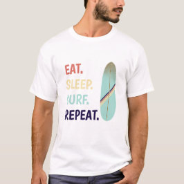 レトロクールヴィンテージブルーサーフボードサーファー Tシャツ