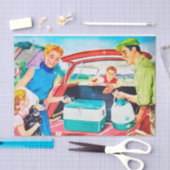 レトロクールヴィンテージ旅行ファミリーの分離 薄葉紙 (クラフト)