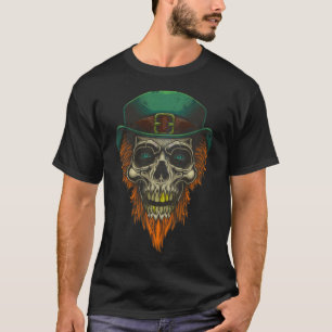 レトロクールヴィンテージ皮肉スカルとGreen Hat Tシャツ