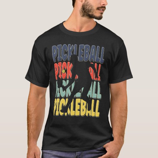 レトロクール文字シルエット漬物球 Tシャツ (正面)