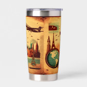 レトロクール旅行愛好家飛行機 保温保冷タンブラー (左面)