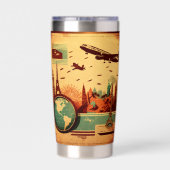 レトロクール旅行愛好家飛行機 保温保冷タンブラー (背面)