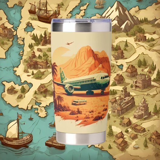 レトロクール旅行愛好家飛行機 保温保冷タンブラー